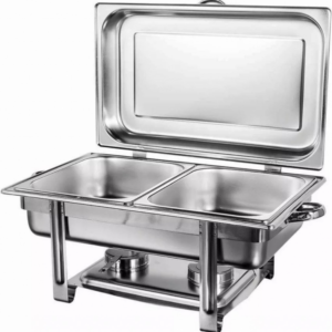 RECHAUD RETANGULAR C/2 CUBAS INOX 4,5 LTS CADA LADO