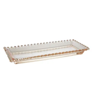 PECA CRISTAL COD 59 RETANGULAR RASA BOLINHA AMBAR 30X13
