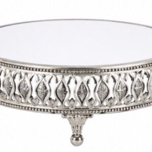 SUPORTE REDONDO PRATA ESPELHADO DUBAI PQ 20X7 CM
