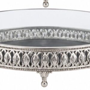 SUPORTE REDONDO PRATA ESPELHADO DUBAI GD 30X7 CM
