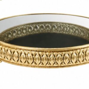 SUPORTE REDONDO DOURADO ESPELHADO DUBAI GD 30X7 CM