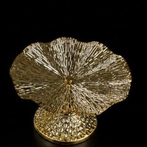 SUPORTE REDONDO DOURADO ESPELHADO FLEUR MD 22X12 CM