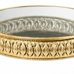 SUPORTE REDONDO DOURADO ESPELHADO DUBAI MD 25X7 CM