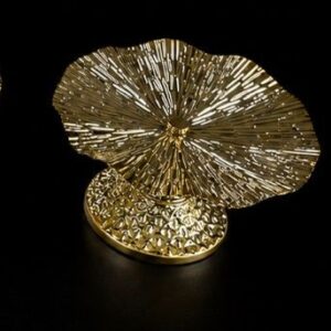 SUPORTE REDONDO DOURADO ESPELHADO FLEUR PQ 18X11 CM